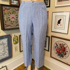 Chicos Design Womens Blue Linen Loose Fit Casual Pants with Elastic Waist Size 3
